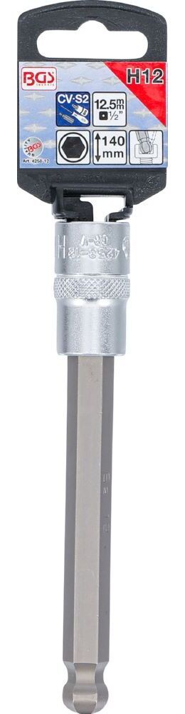 Produktbild Bit Einsatz Innensechskant 12 mm Länge 140 mm Antrieb Innenvierkant 12,5 mm bild 2
