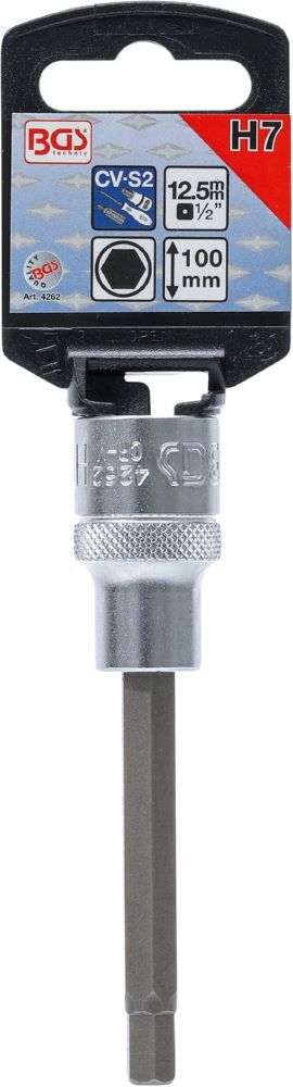 Produktbild Bit Einsatz Innensechskant 7 Länge 100 mm Antrieb Innenvierkant 12,5 mm 1/2 Zoll bild 2