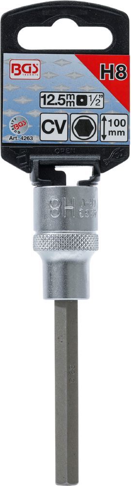 Produktbild Bit Einsatz Innensechskant 8 Länge 100 mm Antrieb Innenvierkant 12,5 mm 1/2 Zoll bild 2