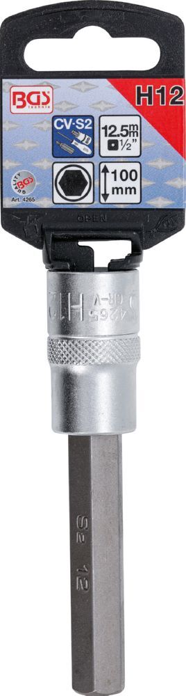 Produktbild Bit Einsatz Innensechskant 12 Länge 100 mm Antrieb Innenvierkant 12,5 mm bild 2