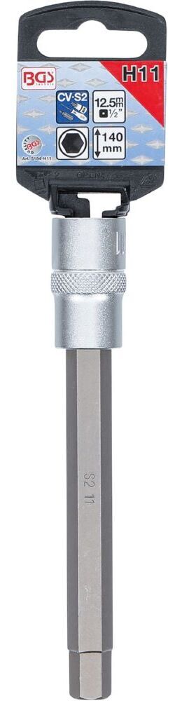 Produktbild Bit Einsatz Innensechskant 11 mm Länge 140 mm Antrieb Innenvierkant 12,5 mm bild 2