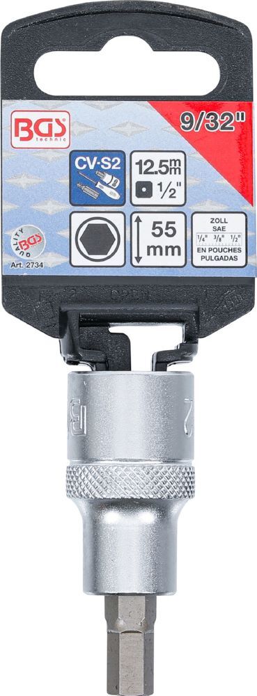 Produktbild Bit Einsatz Innensechskant 9/32 Zoll Länge 55 mm Antrieb Innenvierkant 12,5 mm bild 2