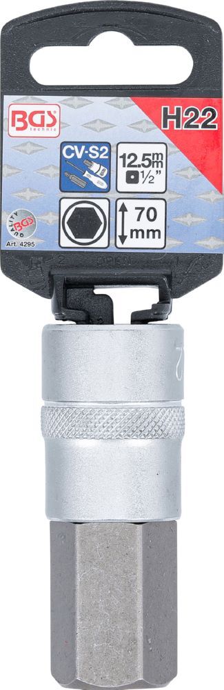 Produktbild Bit Einsatz Innensechskant 1/2 Zoll Länge 70 mm Antrieb Innenvierkant 12,5 mm bild 2