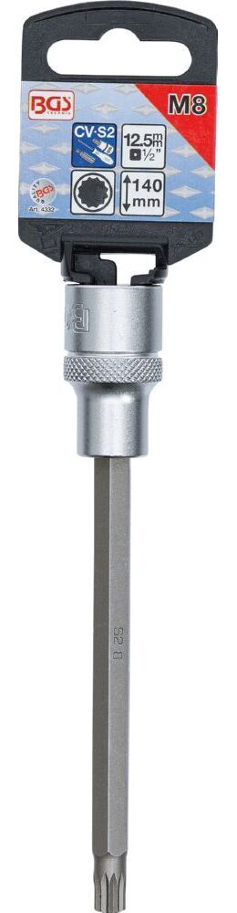 Produktbild Bit Einsatz Innenvielzahn M8 Länge 140 mm Antrieb Innenvierkant 12,5 mm bild 2