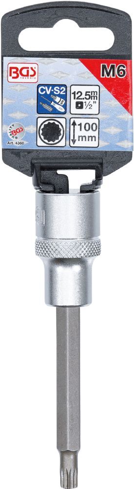 Produktbild Bit Einsatz Innenvielzahn M6 Länge 100 mm Antrieb Innenvierkant 12,5 mm bild 2