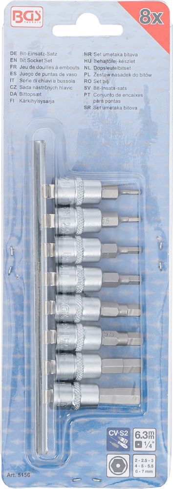 Produktbild Bit Einsatz Satz Antrieb Innenvierkant 6,3 mm 1/4 Zoll 8 teilig bild 3