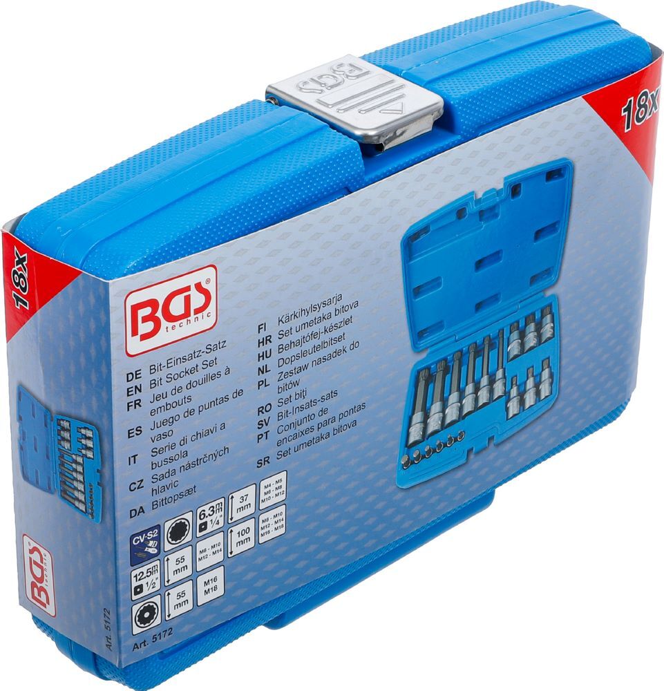 Produktbild Bit Einsatz Satz Innenvielzahn 18 teilig Antrieb Innenvierkant 6,3 mm bild 6