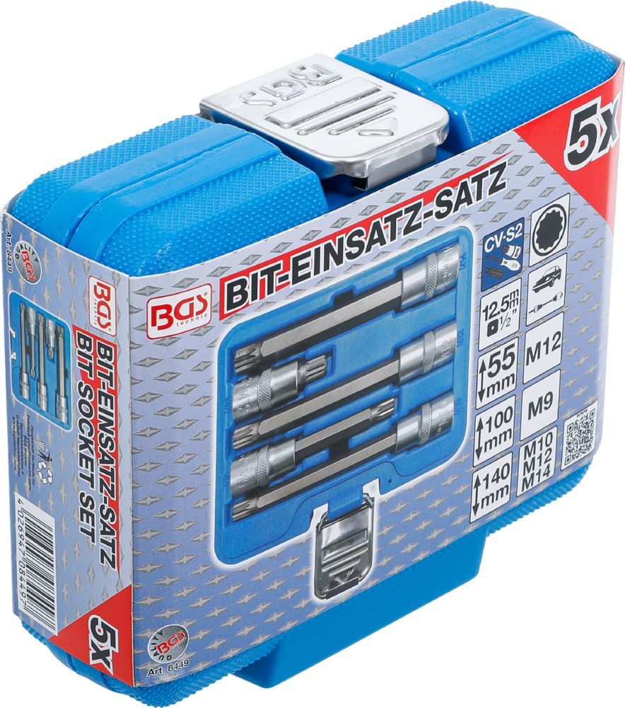 Produktbild Bit Einsatz Satz Innenvielzahn 5 teilig Antrieb Innenvierkant 12,5 mm 1/2 Zoll bild 6