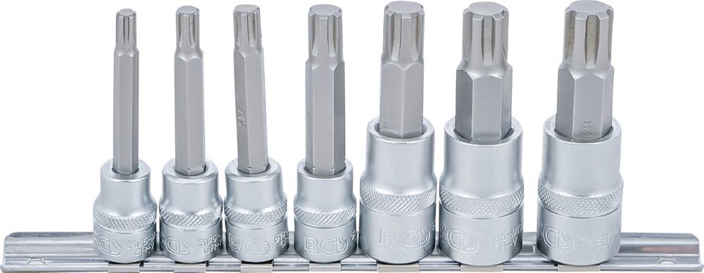 Produktbild BGS Bit Einsatz Satz Keil-Profil 7 teilig Antrieb Innenvierkant 10 mm / 12,5 mm