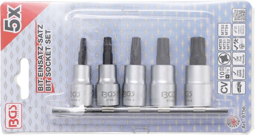 Produktbild Bit Einsatz Satz Innenvierkant 3/8 Zoll 4-kant Profil MTS0-MTS04 5 teilig bild 2