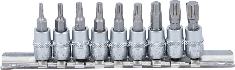 BGS Bit Einsatz Satz T-Profil T10 9 teilig Antrieb Innenvierkant 6,3 mm 1/4 Zoll Produktbild BGS Bit Einsatz Satz T-Profil T10 9 teilig Antrieb Innenvierkant 6,3 mm 1/4 Zoll