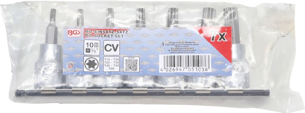 Produktbild Bit Einsatz Satz Antrieb Innenvierkant 3/8 Zoll T-Profil T15  bild 2