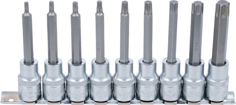 Produktbild BGS Bit Einsatz Satz Antrieb Innenvierkant 1/2 Zoll T-Profil Torx 9 teilig