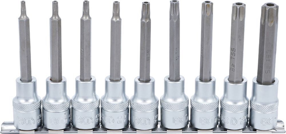 Produktbild BGS Bit Einsatz Satz Antrieb Innenvierkant 1/2 Zoll Torx mit Bohrung 9 teilig