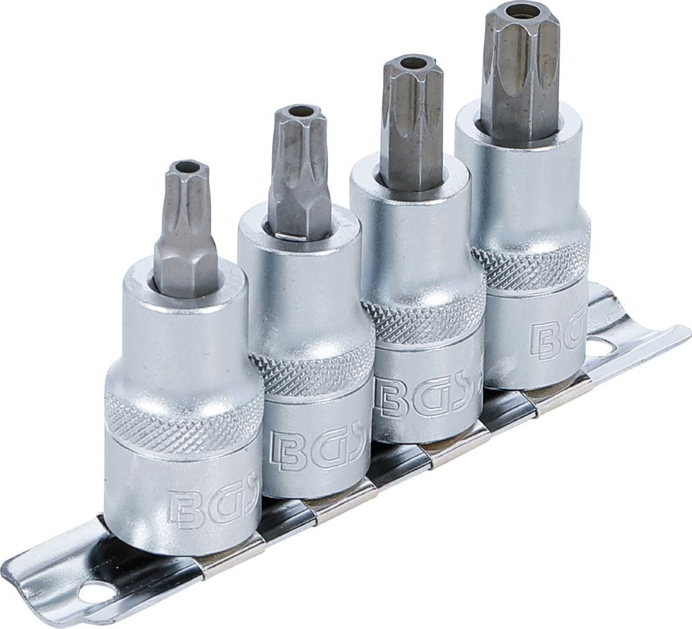 Produktbild Bit Einsatz Satz Antrieb 1/2 Zoll T-Profil Torx mit Bohrung T40-T55 4 teilig bild 2