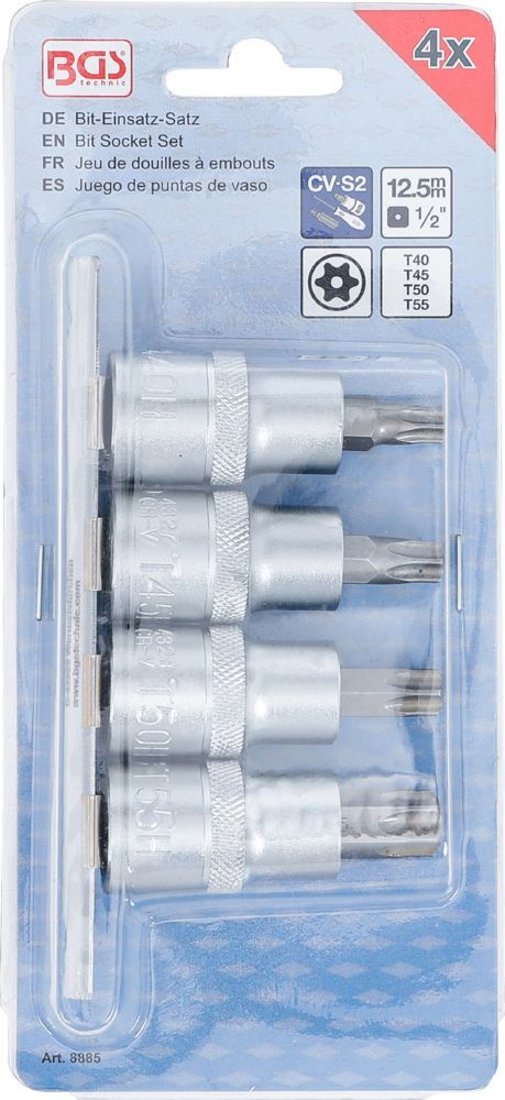Produktbild Bit Einsatz Satz Antrieb 1/2 Zoll T-Profil Torx mit Bohrung T40-T55 4 teilig bild 3