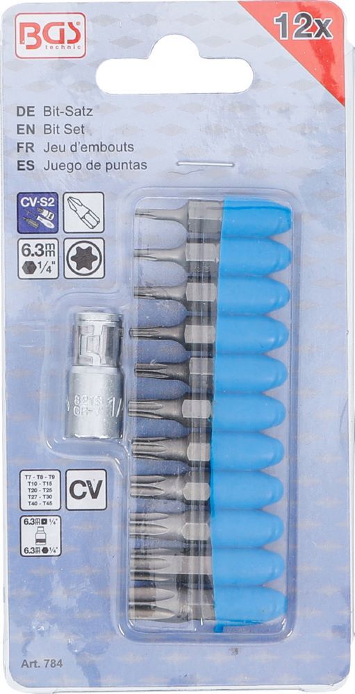 Produktbild Bit Satz Antrieb Außensechskant 1/4 Zoll Abtrieb T-Profil Torx 11 teilig bild 3