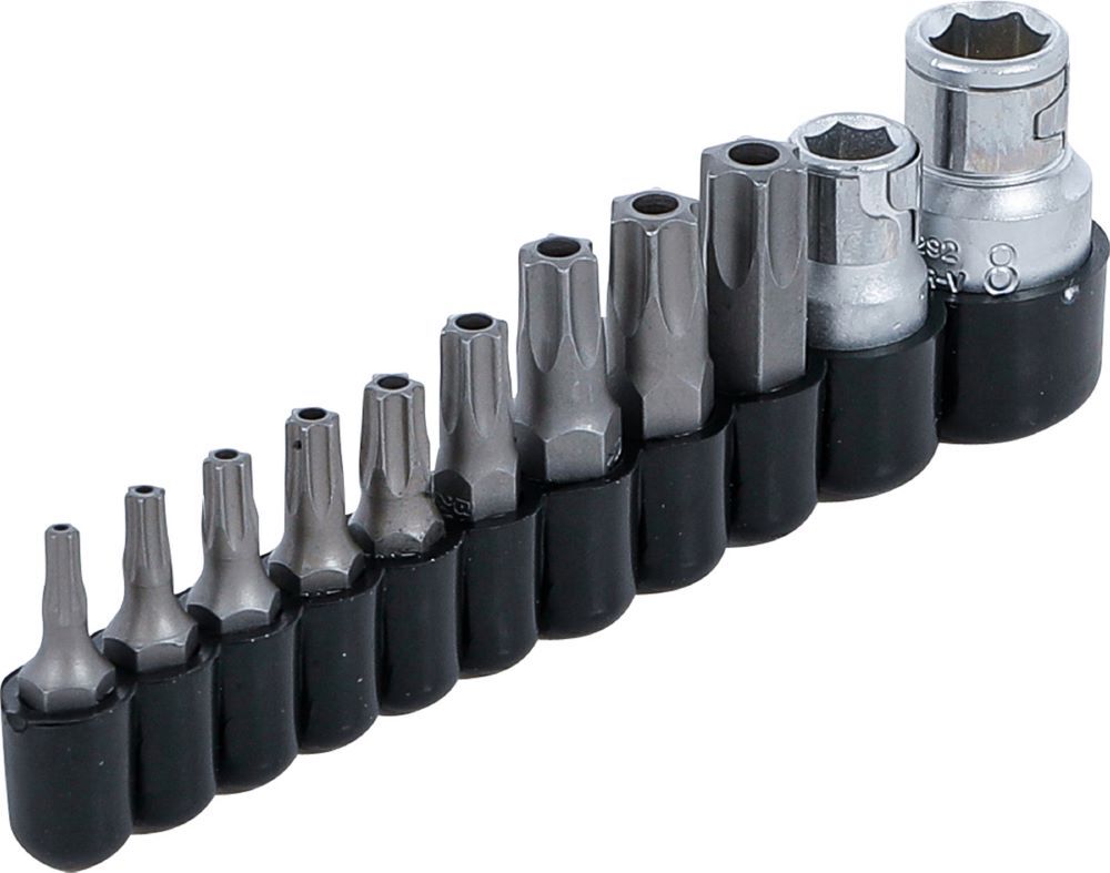 Produktbild Bit Satz Antrieb Außensechskant 1/4 / 3/8 Zoll Torx mit Bohrung 11 teilig bild 2