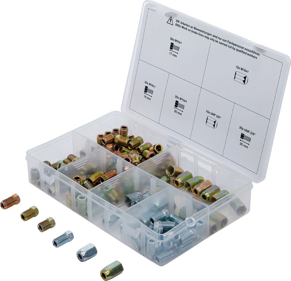 BGS Bremsleitungsverschraubungs Überwurfmuttern & Schrauben Sortiment 135 teilig Produktbild BGS Bremsleitungsverschraubungs Überwurfmuttern & Schrauben Sortiment 135 teilig