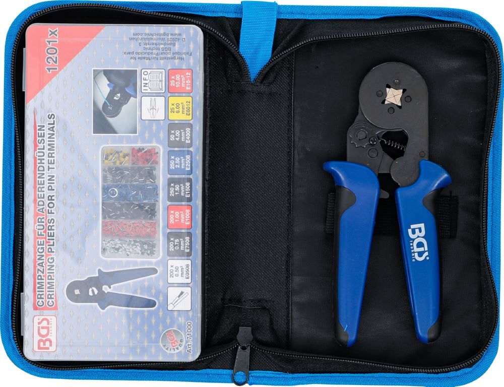 BGS Crimpzange für Aderendhülsen 0,25 - 10 mm² Aderendhülsen-Sortiment 0,5 - 10 mm BGS Crimpzange für Aderendhülsen 0,25 - 10 mm² Aderendhülsen-Sortiment 0,5 - 10 mm