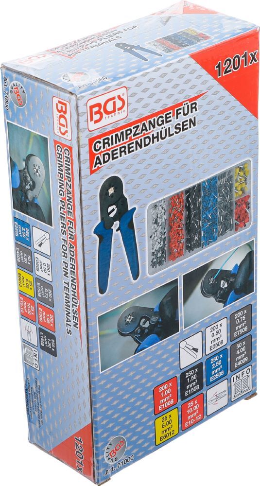 BGS Crimpzange für Aderendhülsen 0,25 - 10 mm² Aderendhülsen-Sortiment 0,5 - 10 mm BGS Crimpzange für Aderendhülsen 0,25 - 10 mm² Aderendhülsen-Sortiment 0,5 - 10 mm