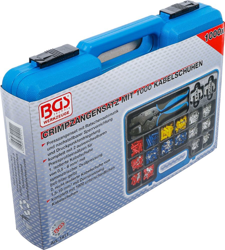 Produktbild BGS Crimpzangen Satz mit 2 Paar Backen mit Kabelschuh Sortiment 1000 teilig bild 9