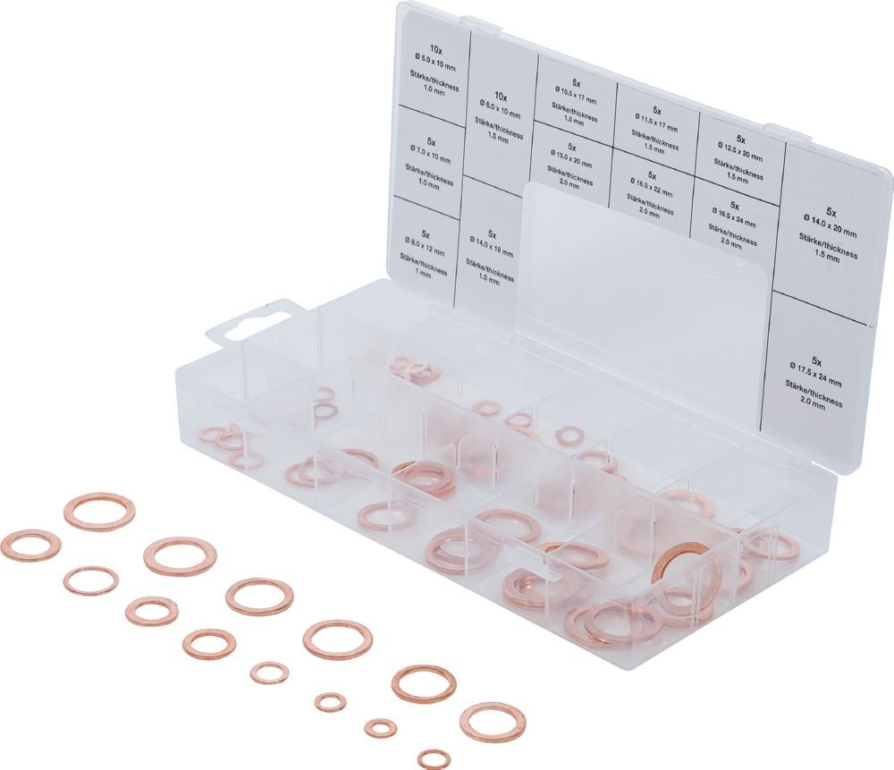Produktbild BGS Dichtring Sortiment Kupfer metrisch für Öl-Ablassschrauben 75 teilig