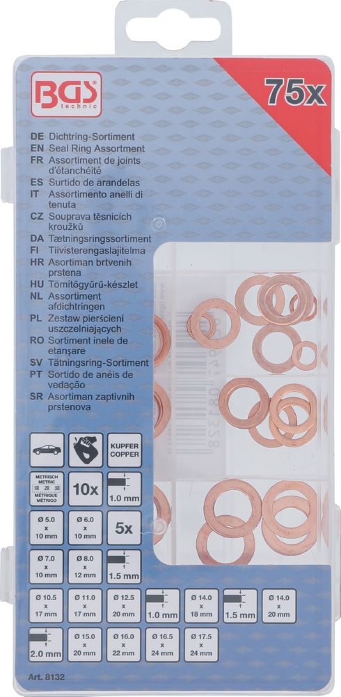 Produktbild Dichtring Sortiment  Kupfer metrisch für Öl-Ablassschrauben 75 teilig bild 3