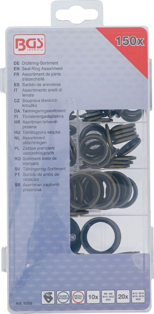 Produktbild Dichtring Sortiment Metall mit Gummi-Dichtwulst 150 teilig bild 3