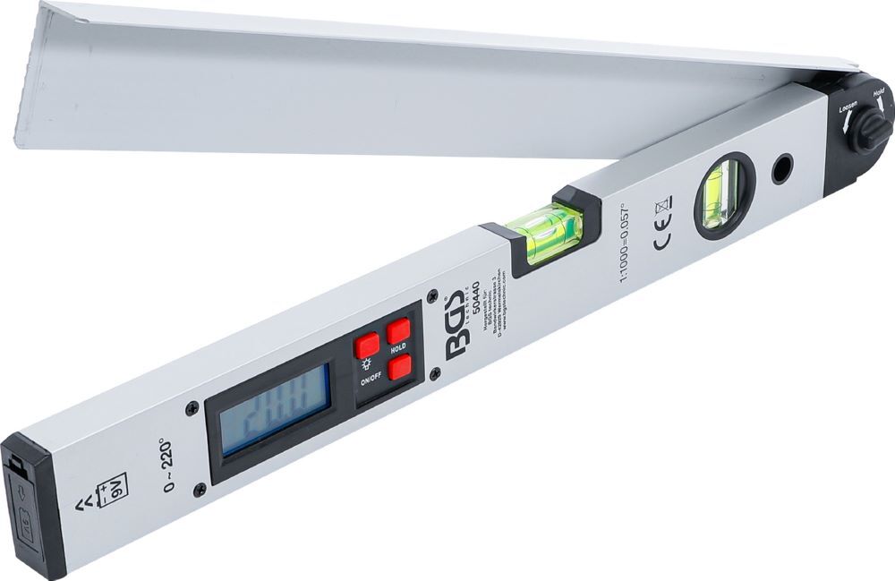 BGS Digitaler LCD-Winkelmesser mit Wasserwaage 450 mm Produktbild BGS Digitaler LCD-Winkelmesser mit Wasserwaage 450 mm