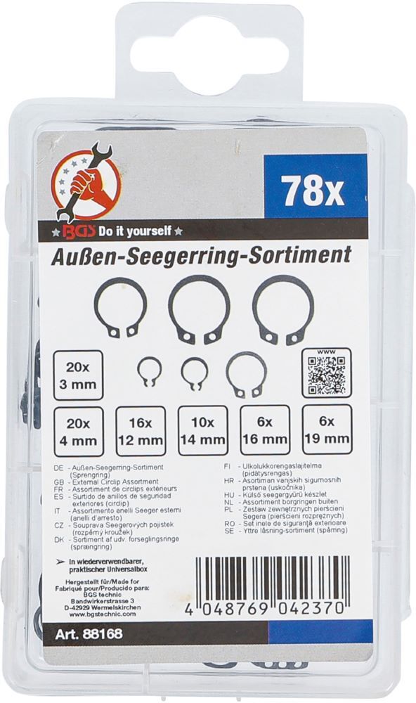Produktbild Außen Seegerring Sortiment (Sprengringe) Durchmesser 8 - 19 mm 78 teilig bild 3