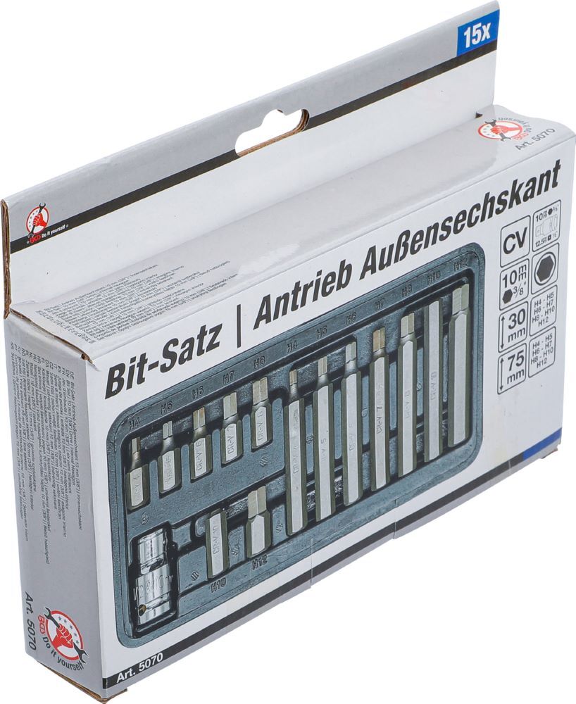 Produktbild Bit Satz Antrieb Außensechskant 3/8 Zoll Innensechskant 15 teilig bild 6