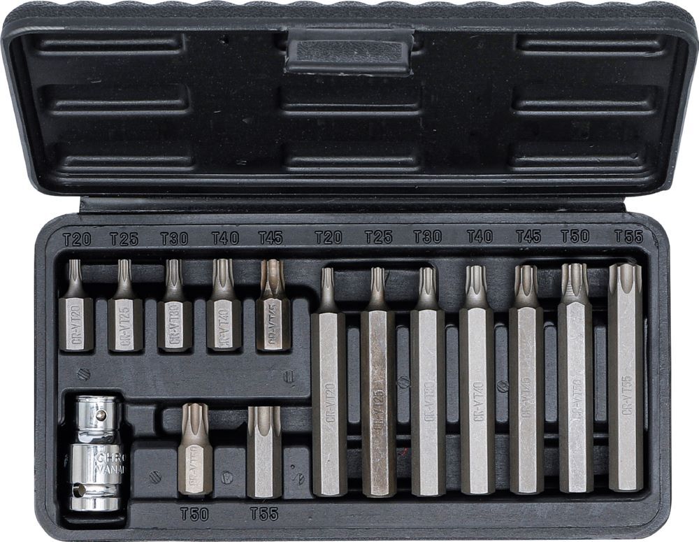 Produktbild Bit Satz Antrieb Außensechskant 3/8 Zoll T-Profil Torx 15 teilig bild 4