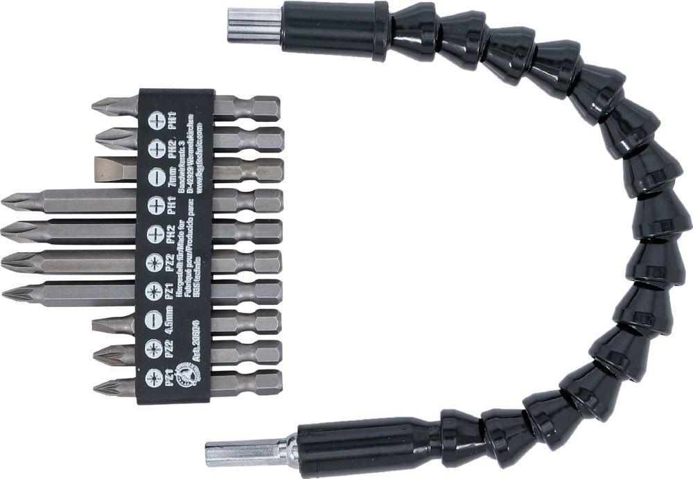 Produktbild Bit-Satz mit flexibler Welle Antrieb Außensechskant 1/4 Zoll 11 teilig bild 3