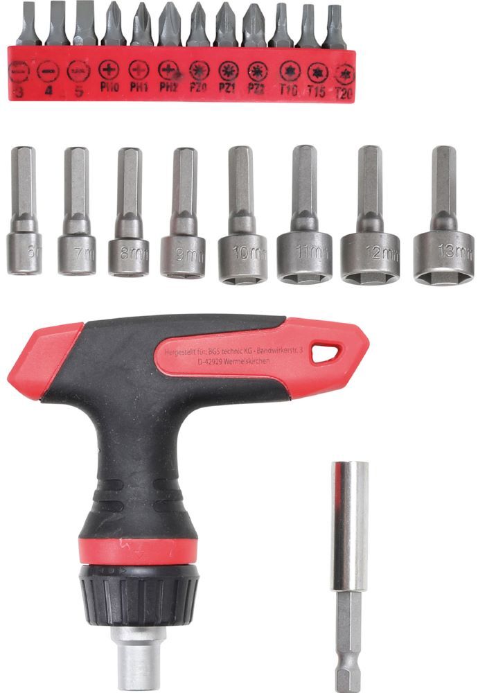 Produktbild BGS Diy Bit /Steckschlüssel Einsatz Satz 22 teilig mit Ratschen T-Griff umschaltbar