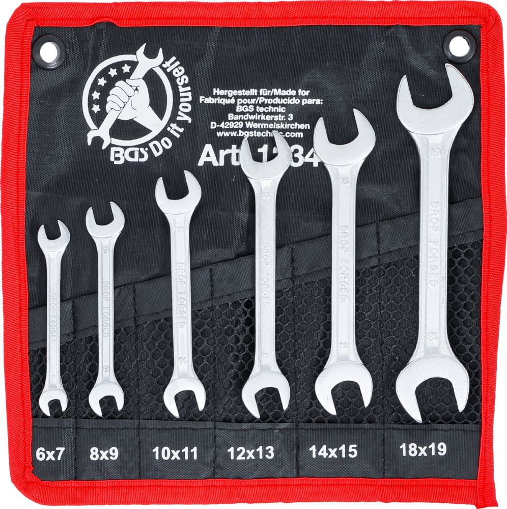 BGS Diy Doppel Maulschlüssel Satz 6 x 7 - 18 x 19 mm 6 teilig Produktbild BGS Diy Doppel Maulschlüssel Satz 6 x 7 - 18 x 19 mm 6 teilig