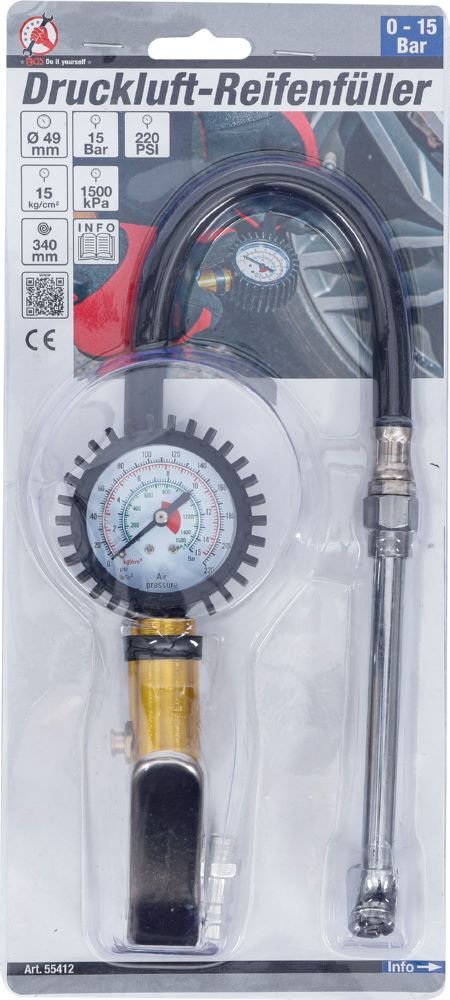 BGS Diy Druckluft Reifenfüller 0 - 15 bar Produktbild BGS Diy Druckluft Reifenfüller 0 - 15 bar bild 5