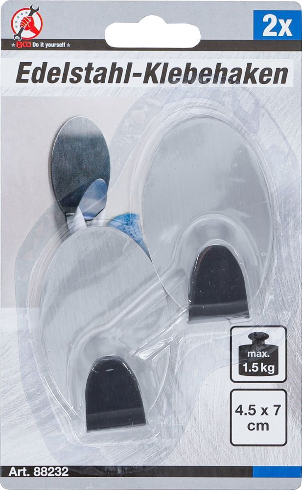 Produktbild Edelstahl Klebehaken 45 x 70 mm 1,5 kg 2 teilig bild 4