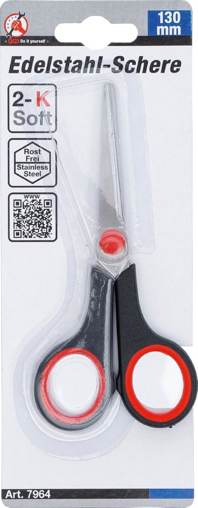 BGS Diy Edelstahl Schere 130 mm Rot/Schwarz Produktbild BGS Diy Edelstahl Schere 130 mm Rot/Schwarz bild 4