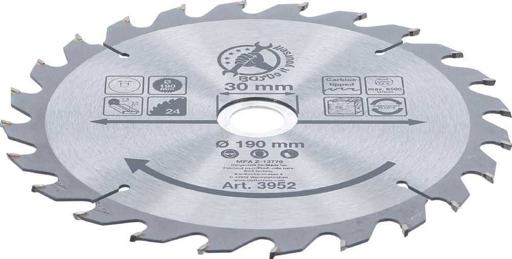 Produktbild Hartmetall Kreissägeblatt Durchmesser 190 x 30 x 2,5 mm 24 Zähne bild 2