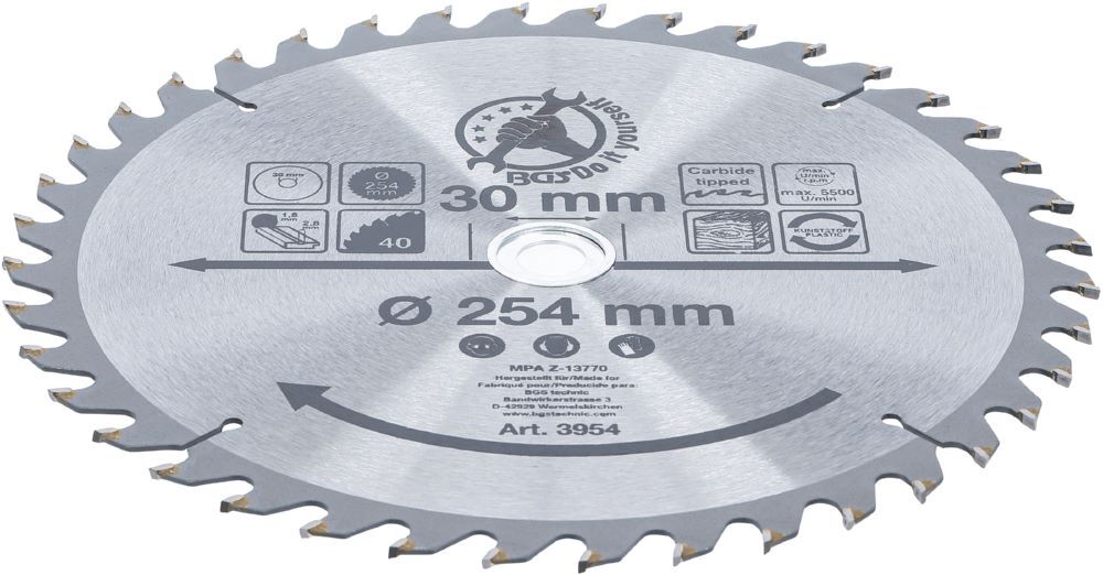 Produktbild Hartmetall Kreissägeblatt Durchmesser 254 x 30 x 3,2 mm 40 Zähne bild 2