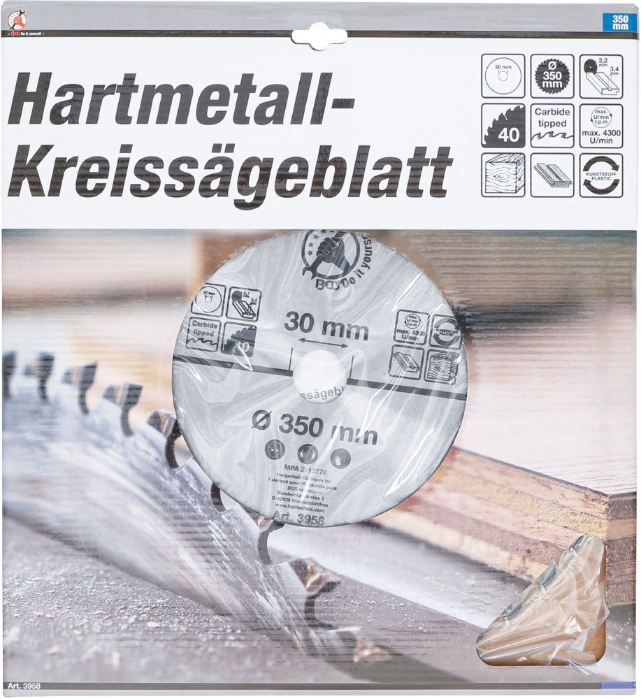 Produktbild Hartmetall Kreissägeblatt Durchmesser 350 x 30 x 3,4 mm 40 Zähne bild 3