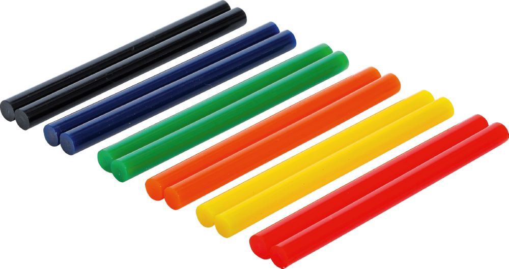 BGS Diy Heißklebe Patronen bunt Durchmesser 11 mm 150 mm 12 teilig Produktbild BGS Diy Heißklebe Patronen bunt Durchmesser 11 mm 150 mm 12 teilig