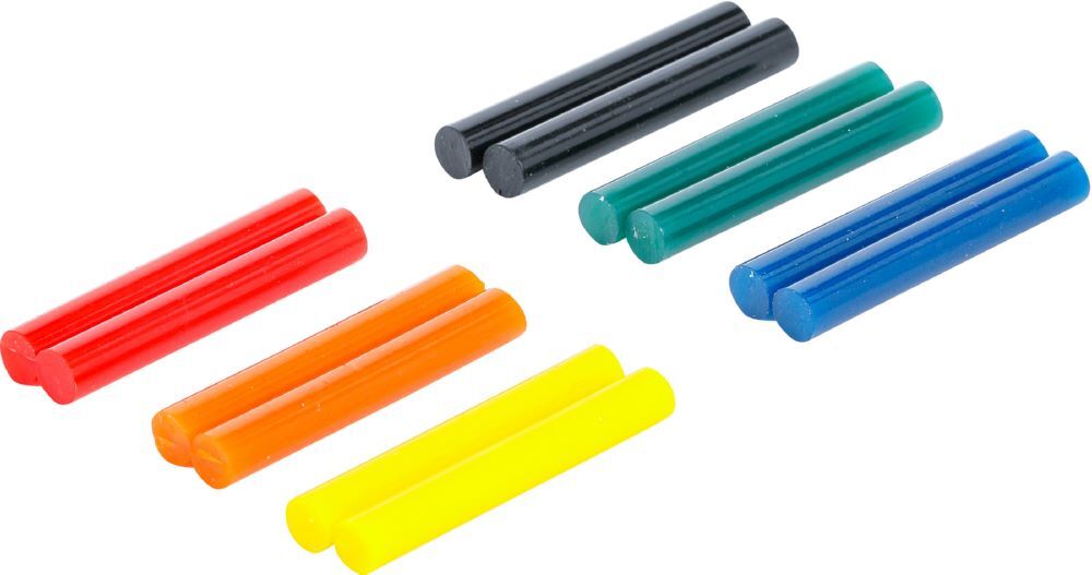 BGS Diy Heißklebe Patronen bunt Durchmesser 7,5 mm, 50 mm 12 teilig Produktbild BGS Diy Heißklebe Patronen bunt Durchmesser 7,5 mm, 50 mm 12 teilig