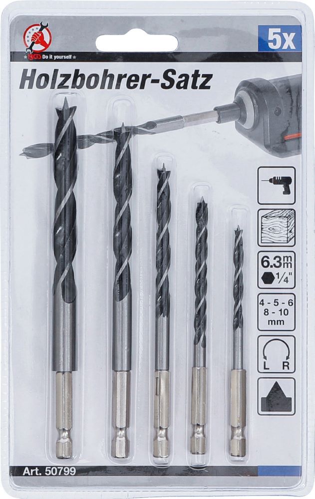 Produktbild Holzbohrer Satz 4 - 10 mm Sechskantantrieb 5 teilig bild 3