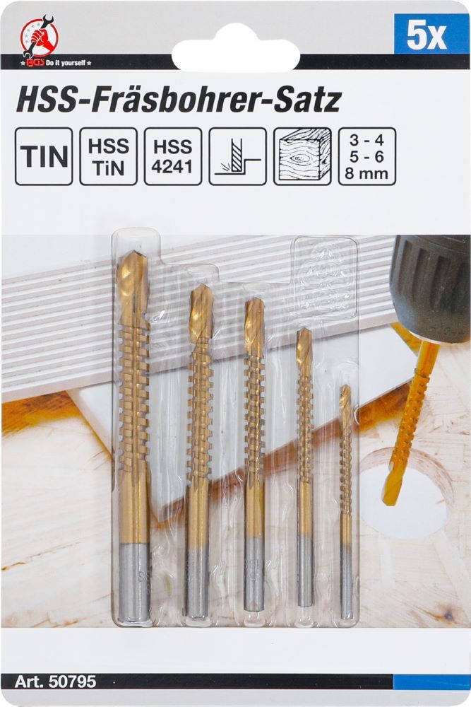 Produktbild HSS Fräsbohrer Satz titan-nitriert 3 - 8 mm 5 teilig bild 4