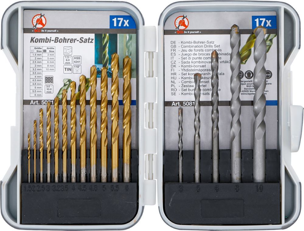 Produktbild BGS Diy Kombi Bohrer Satz 1,5 - 10 mm 17 teilig