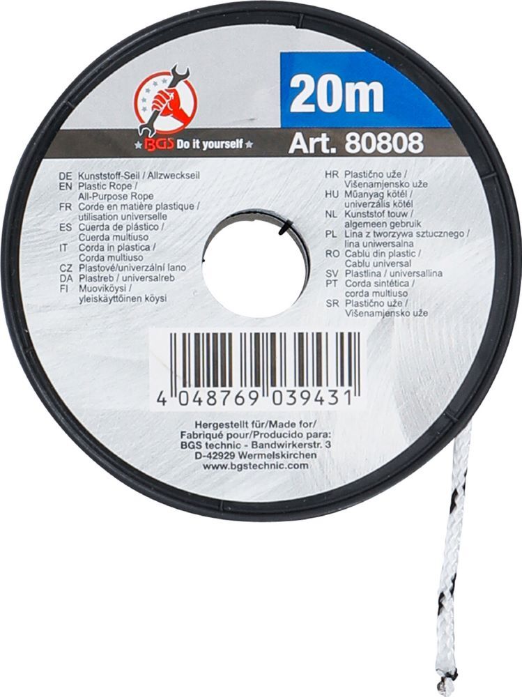 Produktbild Kunststoff Seil / Allzweckseil 3 mm x 20 meter schwarz / weiß bild 3