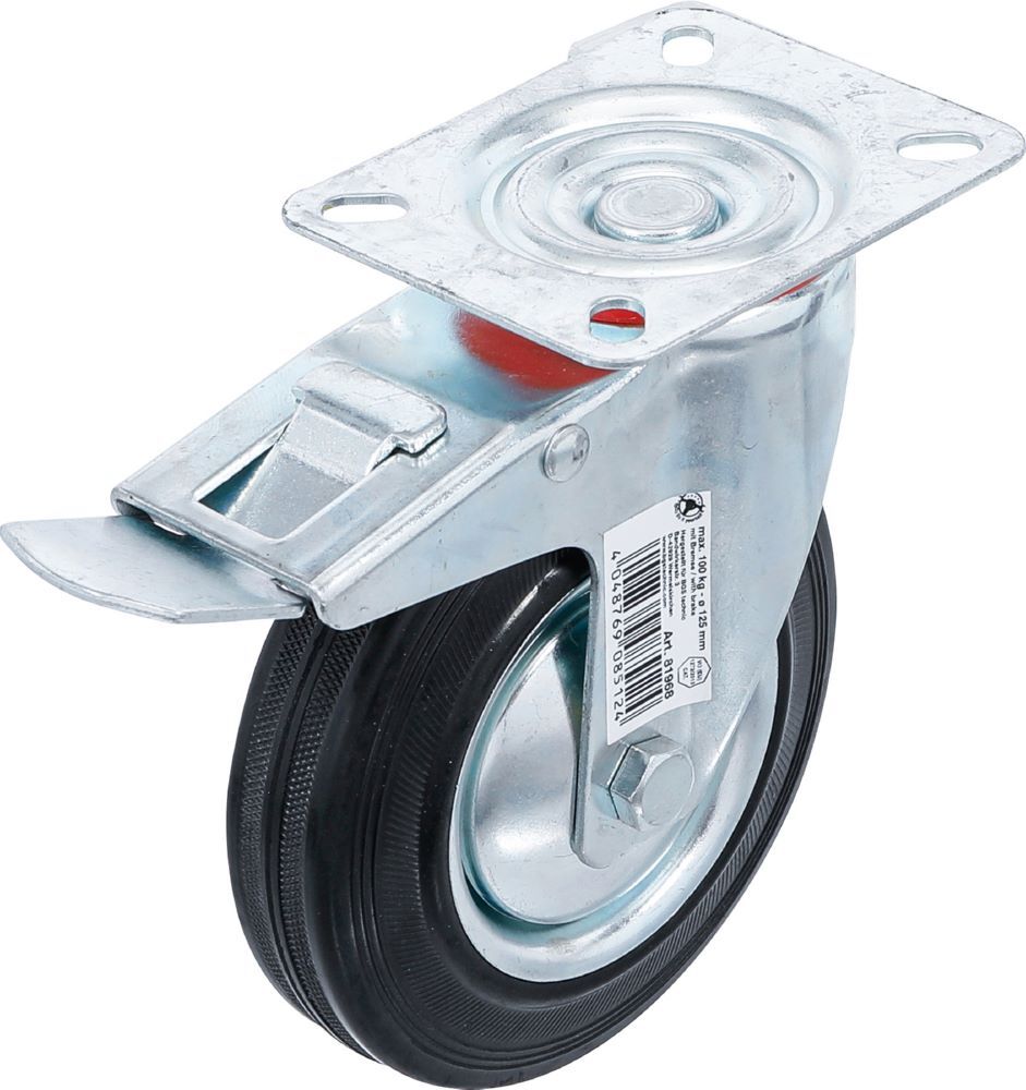 BGS Diy Lenkrolle mit Bremse mit Anschraubsockel Durchmesser 125 mm Produktbild BGS Diy Lenkrolle mit Bremse mit Anschraubsockel Durchmesser 125 mm