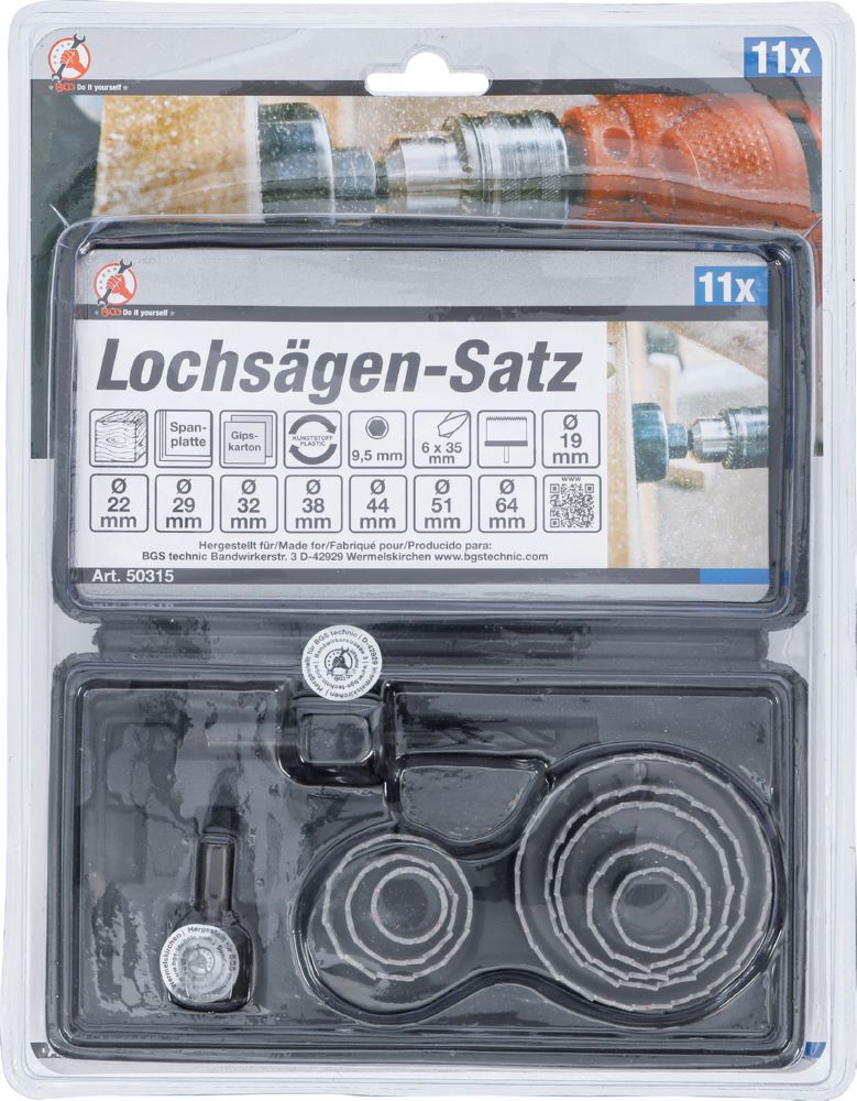 Produktbild Lochsägen Satz Durchmesser 19 - 64 mm Tiefe 24 mm 11 teilig bild 5